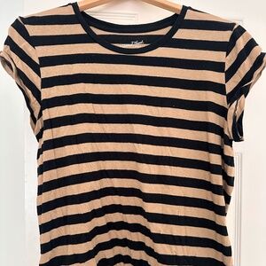 Women's Target Universal Thread Black/Tan Striped T-Shirt | Size M/L